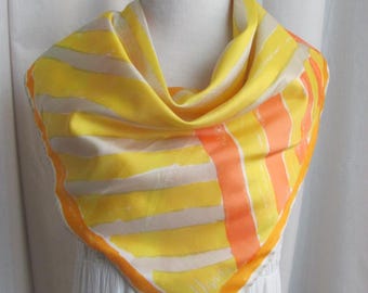 VERA Neumann // Beautiful Orange Yellow Ladybug Scarf  // 26&quot; Inch 66cm Square // 800+ Designer Signed Scarves Best prices on Etsy