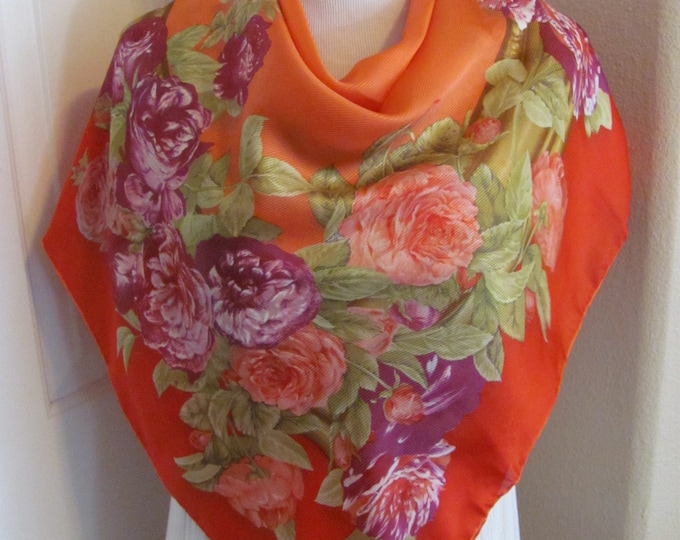 Foulard En Soie Mantero Motif Floral - Multicouleur - Occasion Mais En Bon état