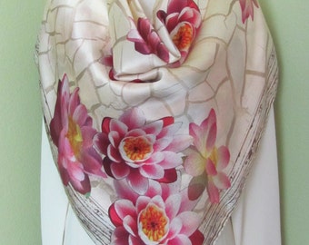 Laura Biagiotti // Designer Lovely Pink Floral Soft Silk Scarf // 32" Inch 81cm Square // Best of the Best // Signed Designer Scarves