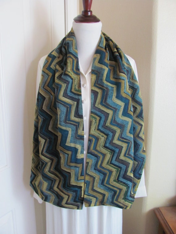 SALE ECHO Lovely Blue Brown Silk and Wool 2 Layer Thick Warm Vintage Silk Scarf 15 X 60 Long 1000 Designer Silk Vintage Scarves Etsy
