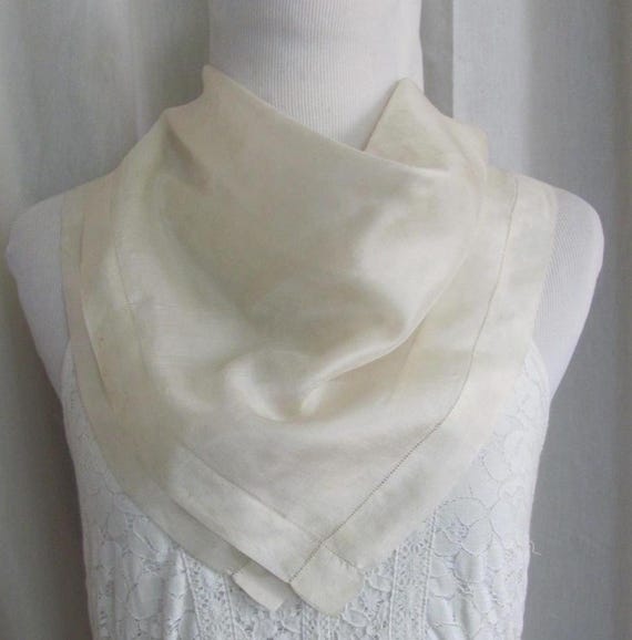 Monogrammed "C" Beautiful Solid Off White Silk Mi… - image 1