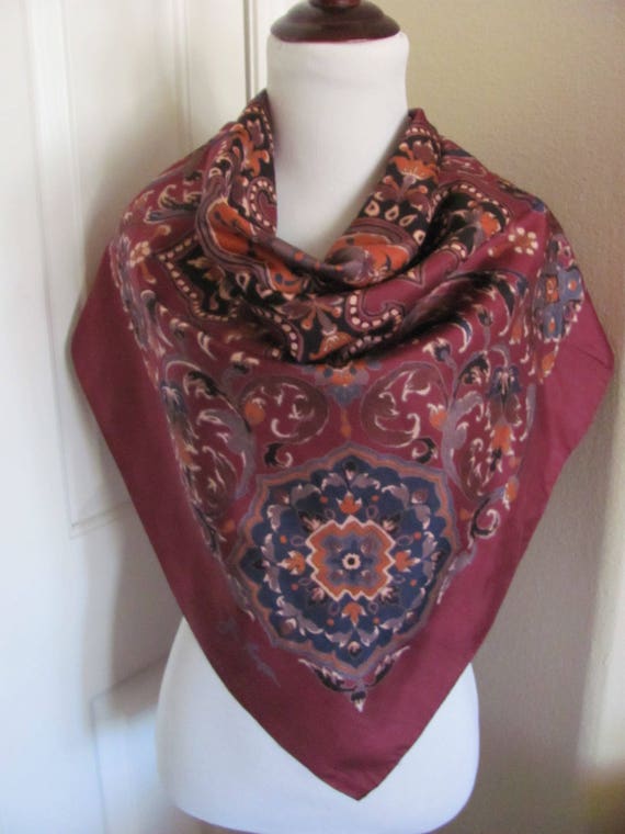 Wow Jim Thompson // Burgundy Large Thai Silk Scarf // - Etsy