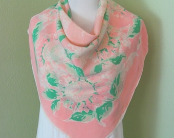 Lovely Vintage Antique Pink Soft Silk Scarf // 30" Inch 76cm Square // 900+ Designer Signed Silk Scarves