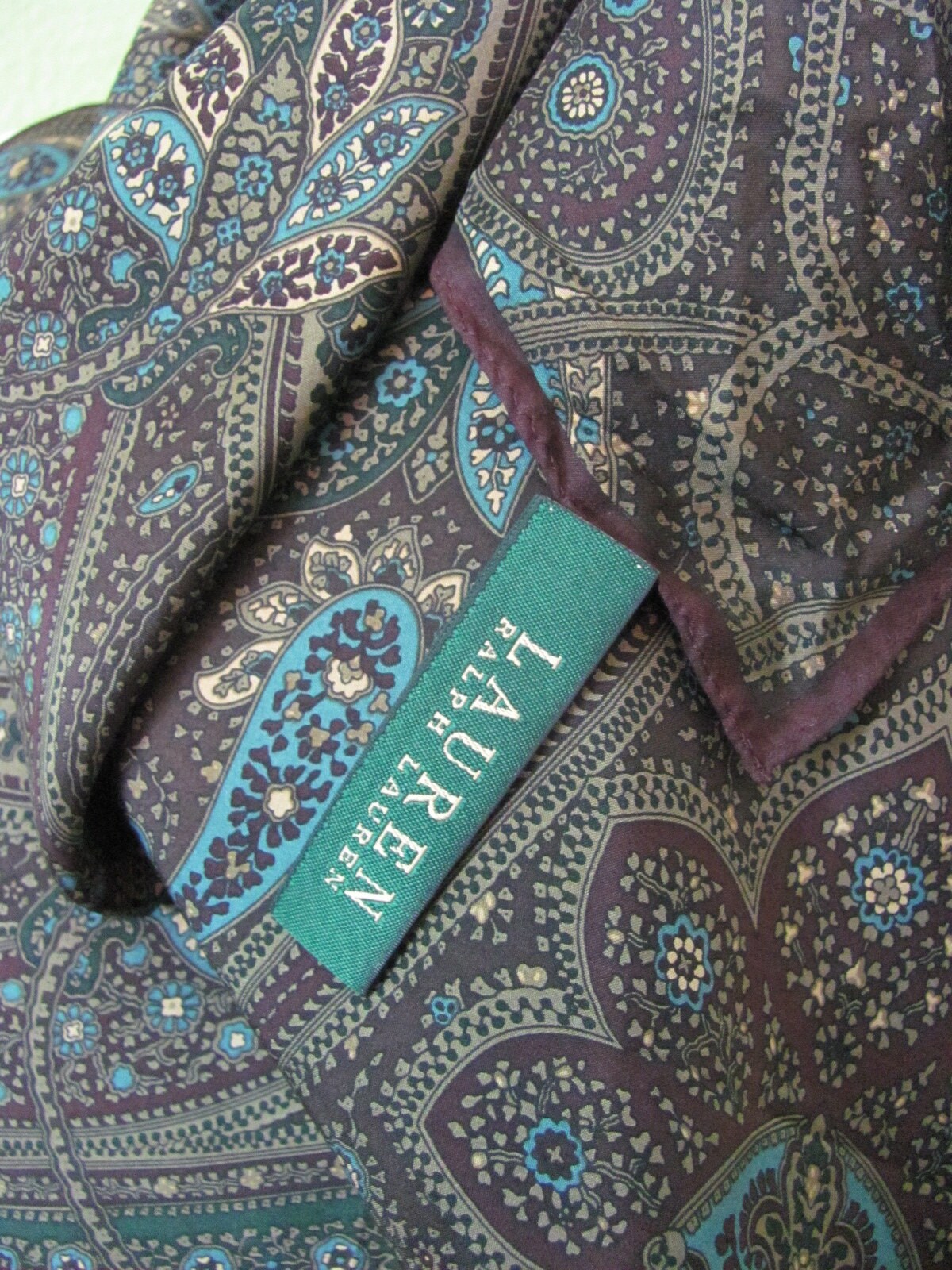 Vintage silk scarf •1989 Ralph Lauren collection •Purple tag