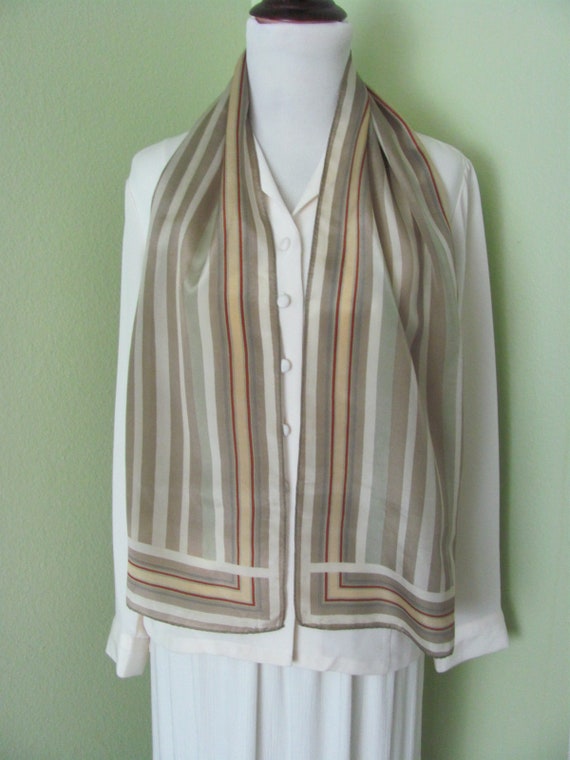 Liz Claiborne // Lovely Beige Brown Stripe Silk S… - image 1