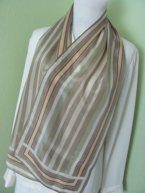 Liz Claiborne // Lovely Beige Brown Stripe Silk S… - image 2