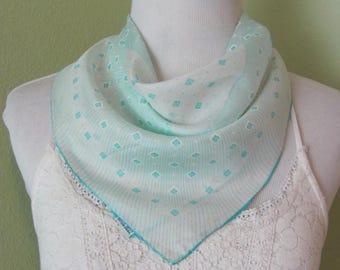 Antique Pale Blue Soft Silk Blend Pocket Scarf  - 17" Inch 44cm Square // Vintage Designer Signed Scarves 800+ in my shop