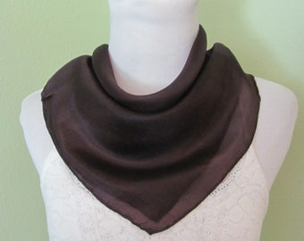 Small Antique Solid Brown Silk Pocket Scarf // 16" Inch 42cm Square // Over 900 Silk & Designer Scarves to Choose From