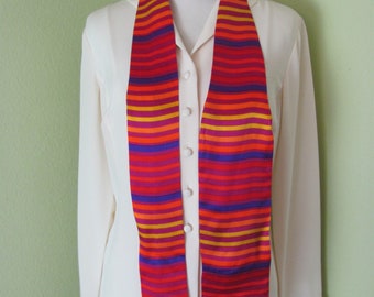 Liz Claiborne // Beautiful Colorful Stripe 2 Layer Skinny Soft Silk Scarf // 4.5" x 52" Long // Best of the Best