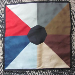 Multi Color Silk Pocket Scarf // 18&quot; 46cm Square - Designer Suit Accessories Silk Handkerchief Vintage