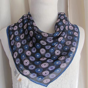 Talbots // Lovely Dark Blue Purple Sheer Silk Scarf  // 19&quot; Inch 51cm Square // Designer Vintage Signed Scarves