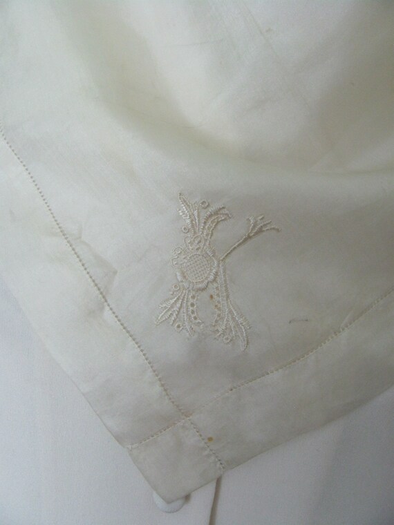 Monogrammed "K" Beautiful Solid Off White Silk Mi… - image 2