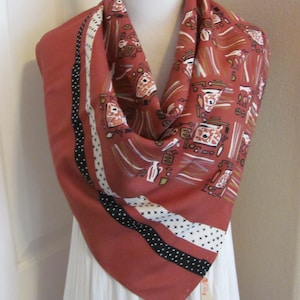Lovely Vintage Mid Century Rust Rayon Scarf  // 26&quot; Inch 66cm Square // Unused New With Tags // 1000+ Designer Silk Vintage Scarves