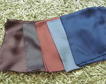 Beautiful Vintage Solid Color Silk Pocket Scarf Pocket Square Kerchief // 19&quot; Inch 48cm Square // YOUR CHOICE COLOR