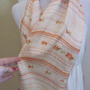 SALE!! Lovely Orange Floral Skinny Silk Scarf // 8&quot; x 60&quot; Long