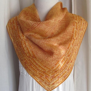 Vera Neumann // Orange Sheer Silk Blend Scarf  // 25&quot; Inch 64cm Square // Vintage Designer Signed Scarves - many to choose from