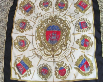 Hermes Les Armes de Paris Coat of Arms // Beautiful Blue White Gold Silk Scarf // 35&quot; Inch 90cm Square // Over 800 Scarves to choose from