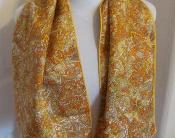 Glentex // Beautiful Orange Acetate Scarf  - 14" x 46" Long // 1200+ Vintage Silk & Designer Scarves in my shop!
