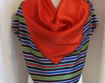 Echo // Beautiful Red Colorful Soft Silk Scarf  // 34" Inch 88cm Square // Best of the Best // 1000+ Designer Silk Vintage Scarves