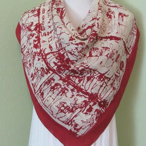 Beautiful Rust/Red White Silk Scarf // 30" Inch 76cm Square // Best Selection on Etsy!!