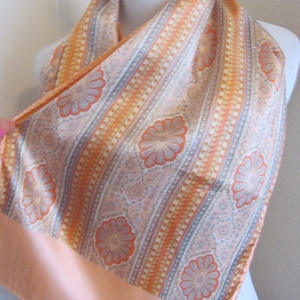Beautiful Vintage Orange Paisley Acetate Scarf - 13&quot; x 44&quot; Long // 1000+ Designer Silk Vintage Scarves