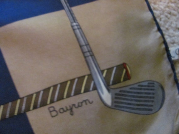 Bayron // Beautiful Large Blue Golf Silk Scarf //… - image 3
