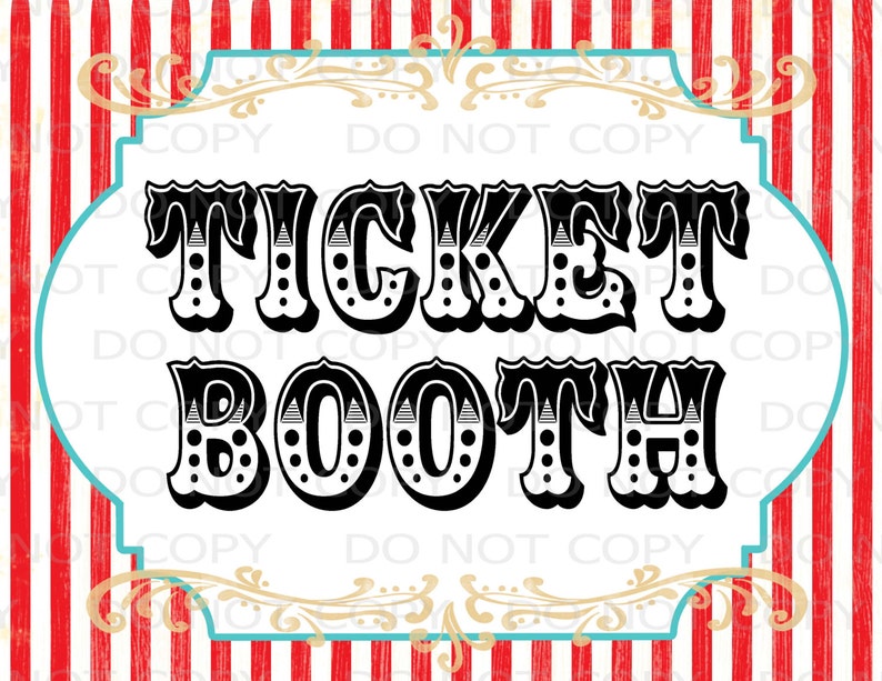 Printable DIY Vintage Circus Ticket Booth Table sign 8.5 x 11 & A4 INSTANT DOWNLOAD image 1
