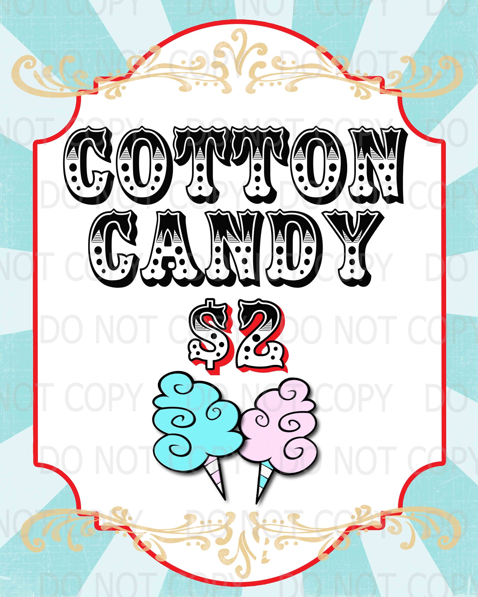 Printable DIY Vintage Circus Cotton Candy Sign - Etsy