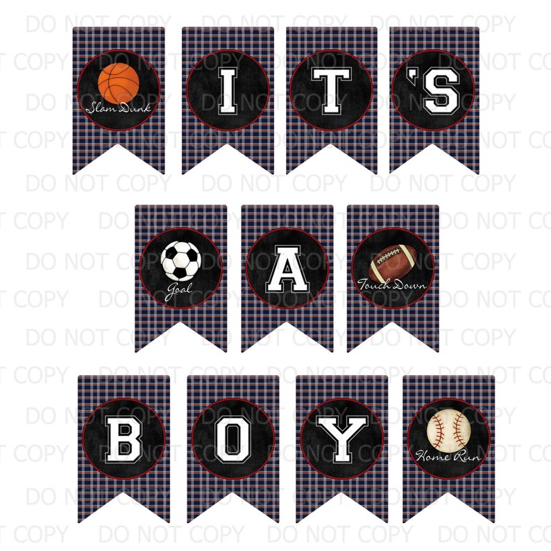 Printable DIY Personalized Sports Chalkboard Baby Boy Shower banner It's a Boy image 1