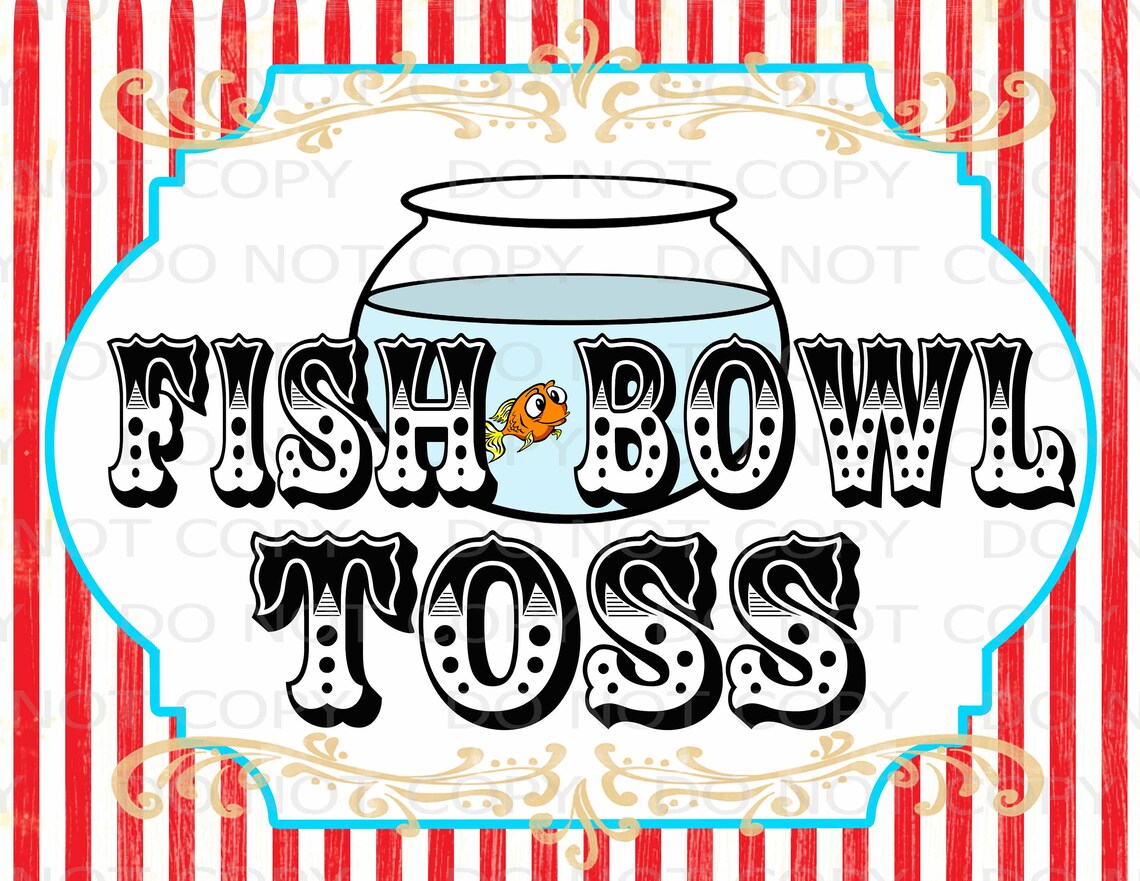 Printable DIY Vintage Circus Fish Bowl Toss Sign 8.5 X Etsy