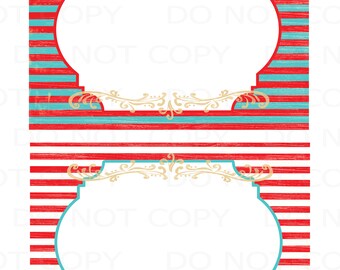 Printable Diy Vintage Circus Labels 2 5x7 Cards BLANK | Etsy