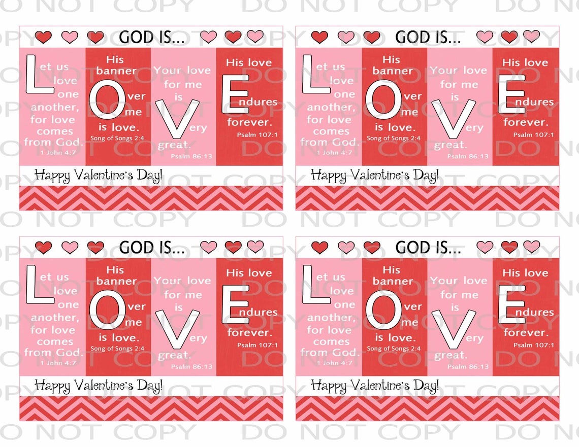 Printable God is Love Religious Christian Valentine Post Cards - Etsy