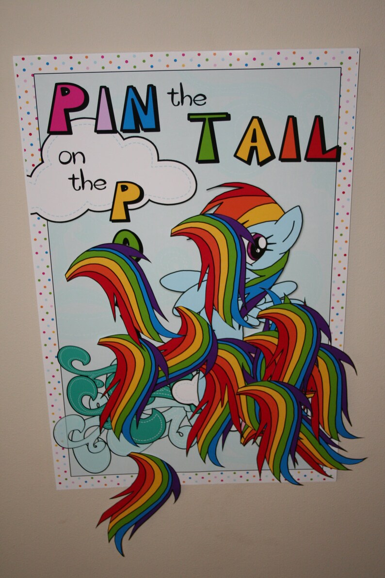 Printable DIY Pin The Tail On The Pony Game Party Poster Etsy