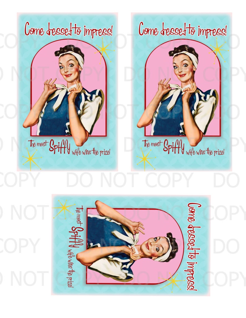 Printable DIY Retro Housewife Bridal Shower Instruction Card Etsy