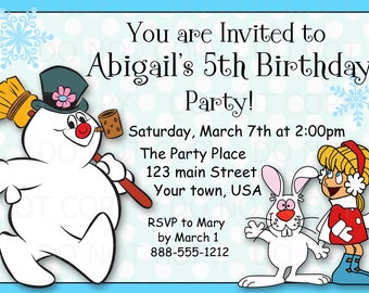 Printable Christmas or Birthday Party Frosty the Snowman Theme Invitations