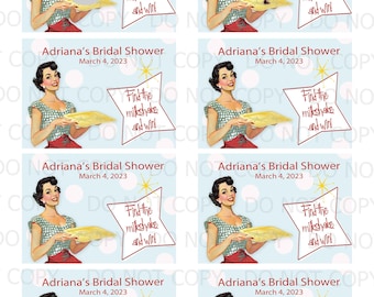 Printable Personalized Retro Housewife Bridal Shower Game Cards - Scratch Off Find the Milkshake