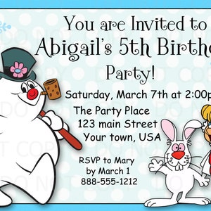 Printable DIY Christmas or Birthday Party Frosty the Snowman Theme Invitations