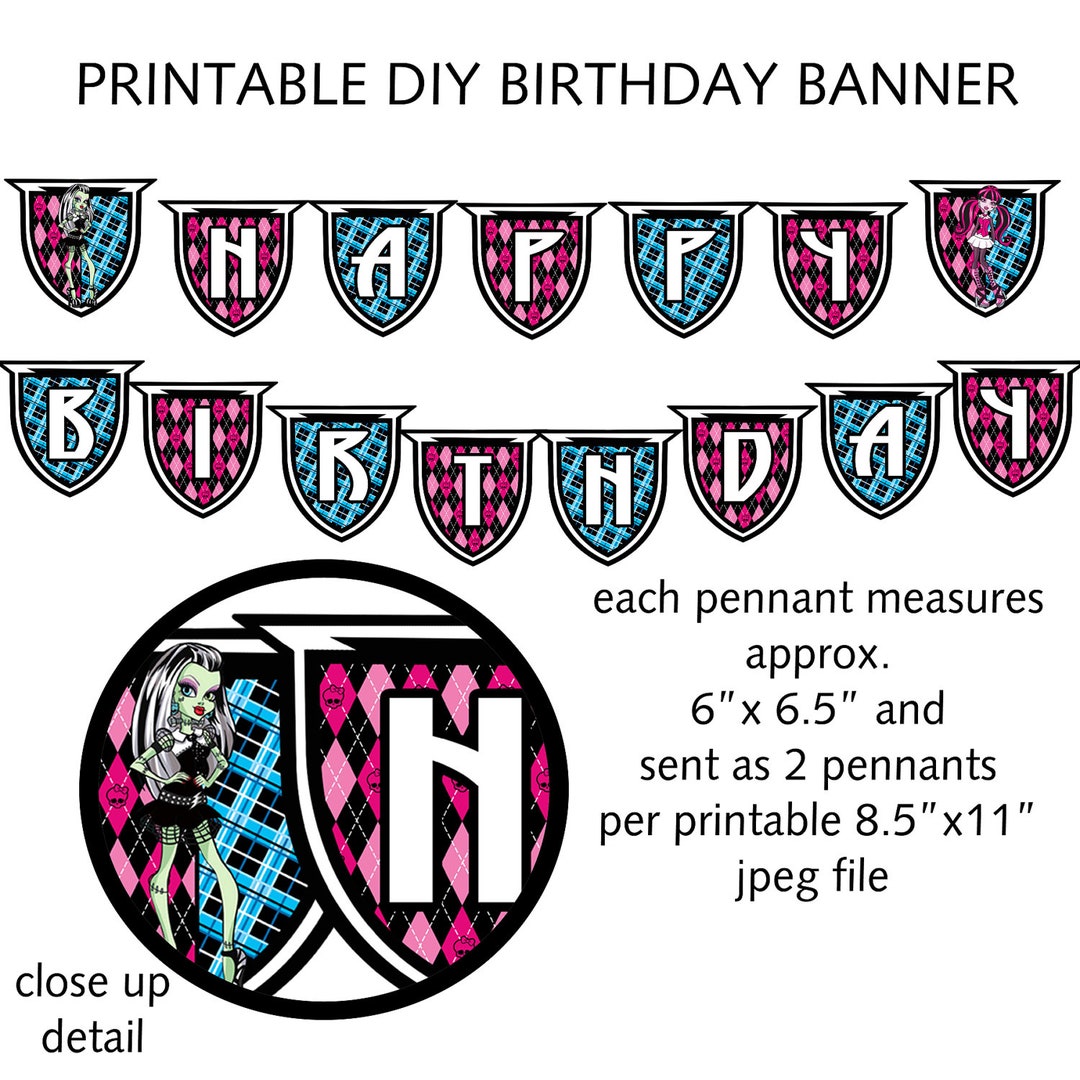 Printable DIY Monster Theme Birthday Banner - Etsy