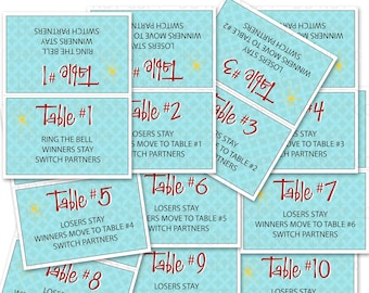 Printable 50's Retro Housewife Theme Bunco Party Table Tent Cards (10 tables!) - INSTANT DOWNLOAD