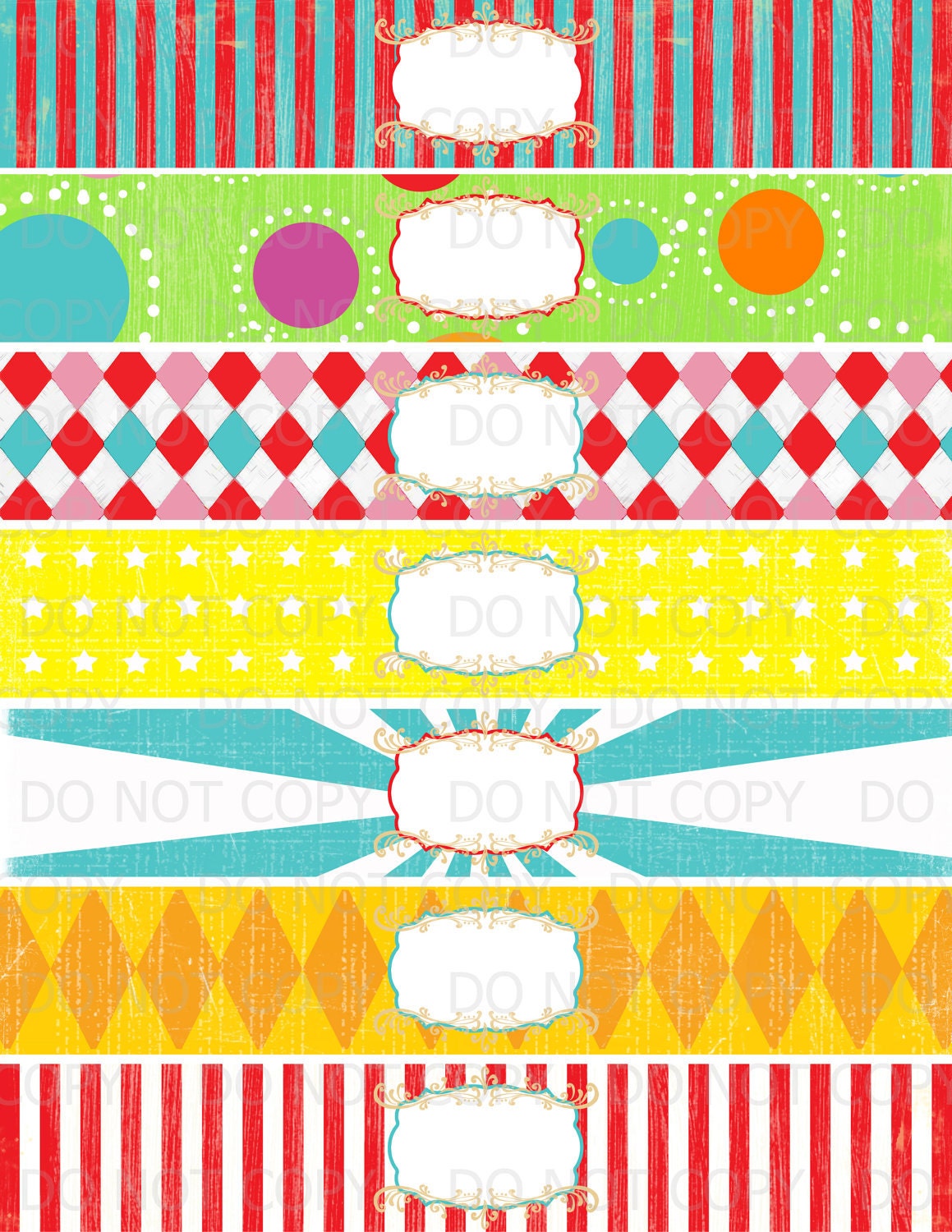 Printable DIY Vintage Circus or Carnival Theme Water Bottle | Etsy