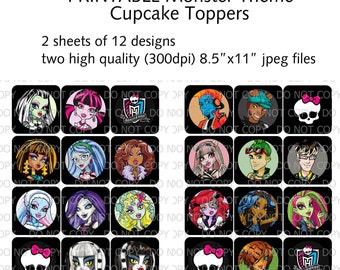 Printable DIY Monster Theme Cupcake Toppers