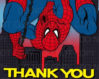 Printable DIY Personalized Super Hero Theme Thank You Card