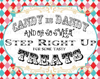 Printable DIY Vintage Circus Candy Treat Table sign - 8.5" x 11" INSTANT DOWNLOAD