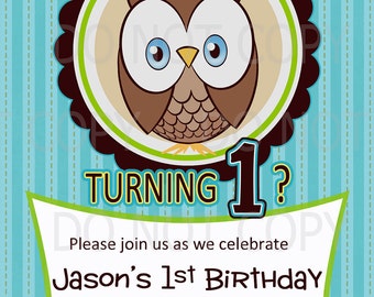 Printable DIY Owl First Birthday Birthday Party Invitation