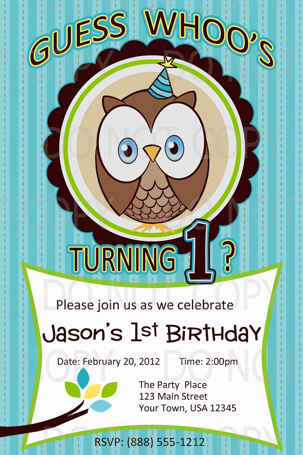 Printable DIY Owl First Birthday Birthday Party Invitation | Etsy