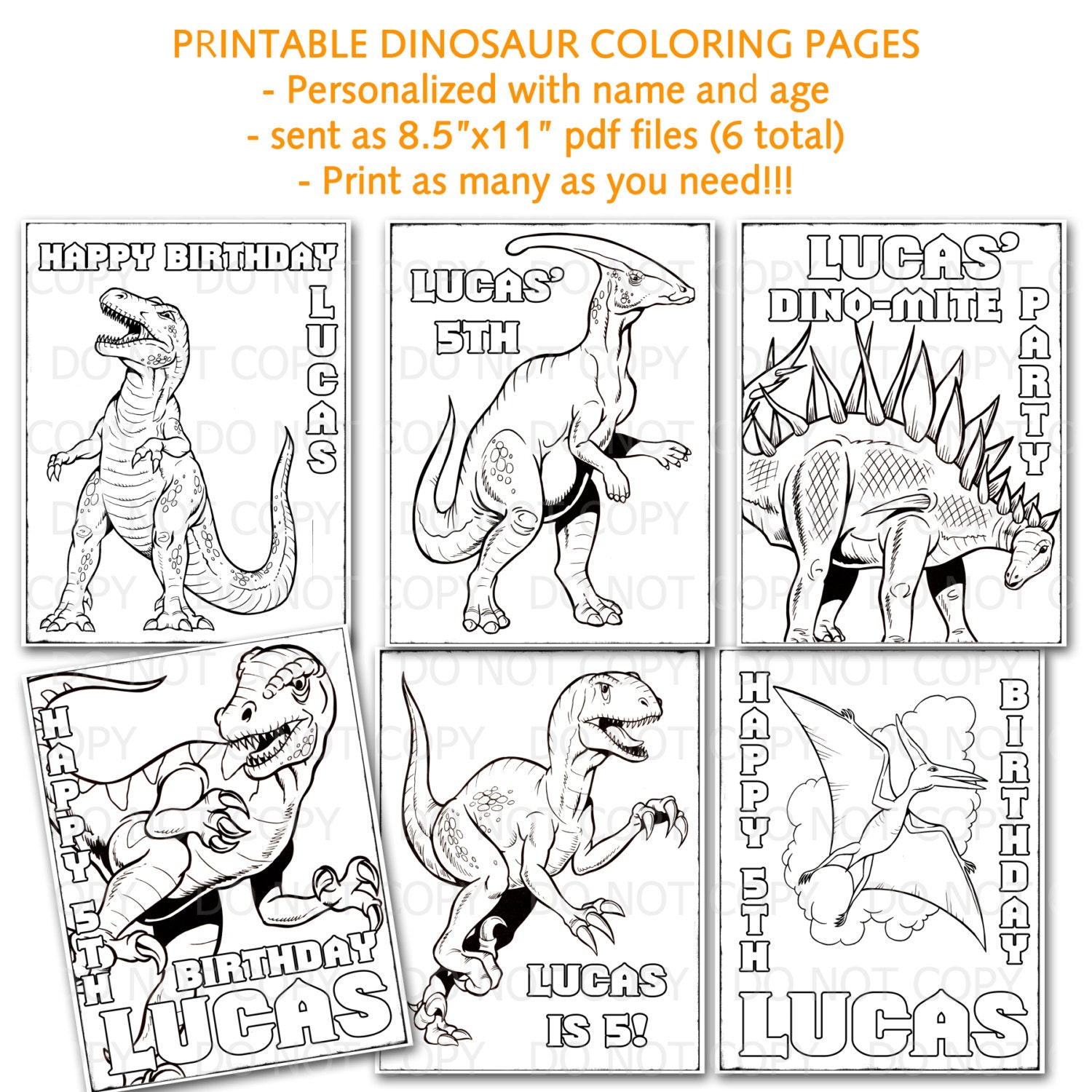 Drawings To Paint & Colour Dinosaur - Print Design 050