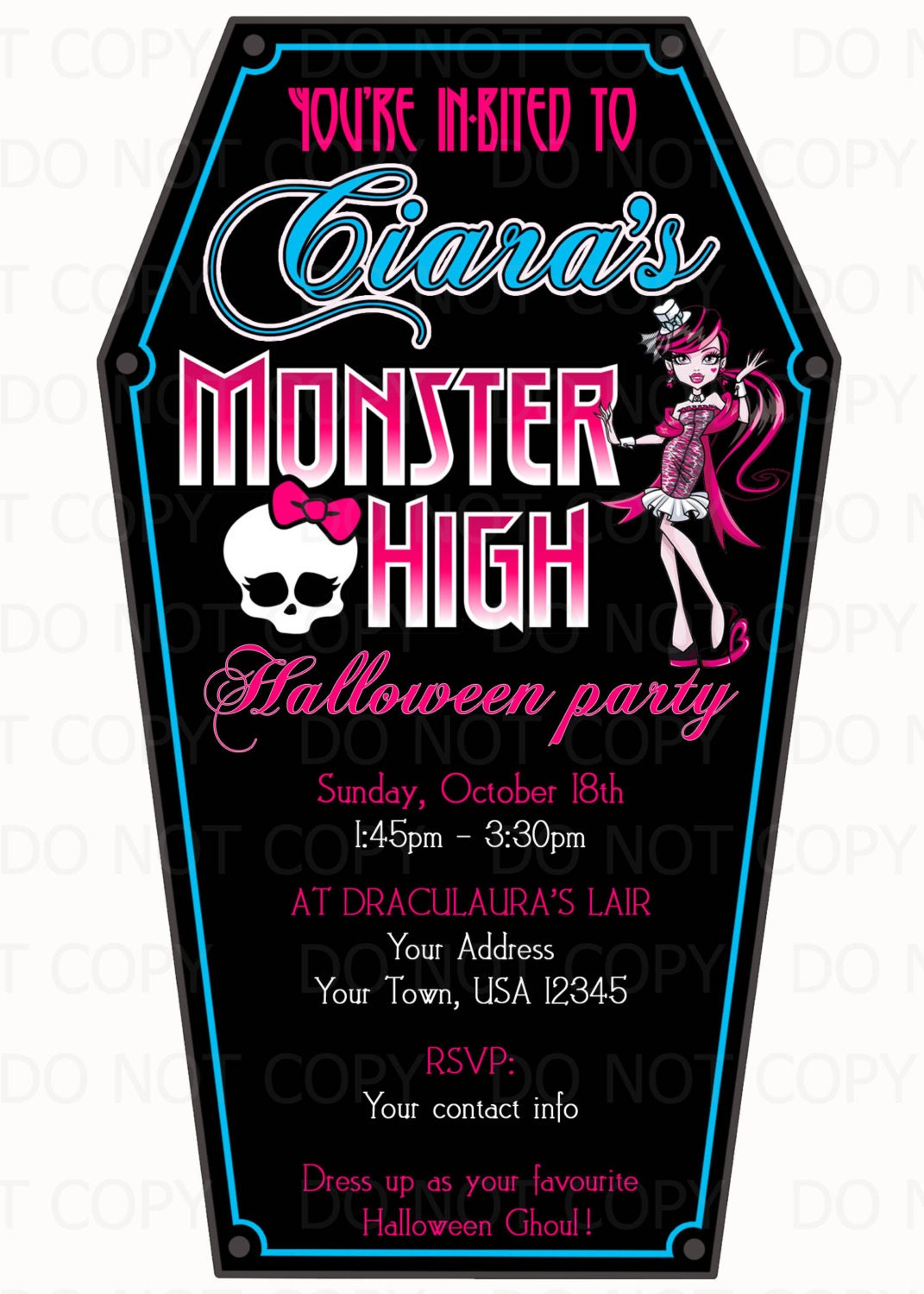 Printable DIY Monster Ghouls Inspired Coffin Halloween Party Invitations - Etsy printable-diy-monster-ghouls-inspired-coffin-halloween-party-invitations-etsy