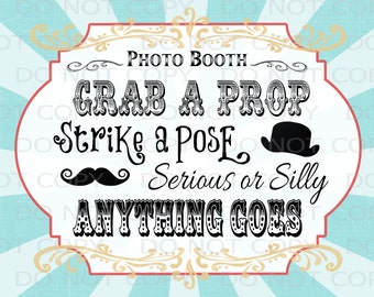 Printable DIY Vintage Circus Photo Booth Prop sign - 11" x 14" INSTANT DOWNLOAD