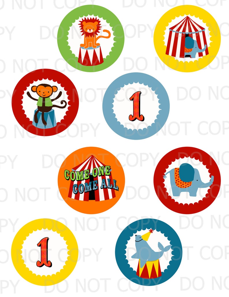 Printable DIY Circus Theme Cupcake Toppers - Etsy