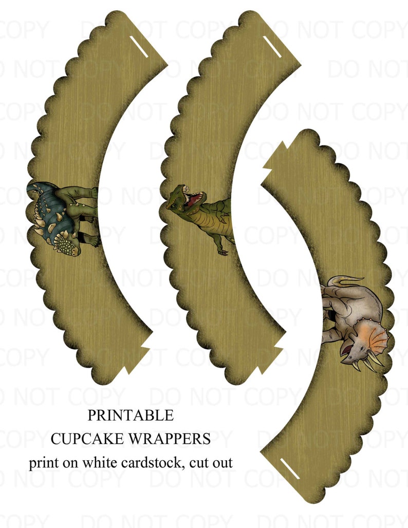 Printable Dinosaur Cupcake Wrappers Etsy UK